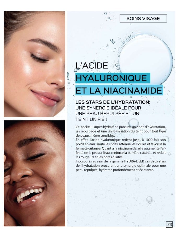 SOINS VISAGE L'ACIDE HYALURONIQUE ET LA NIACINAMIDE